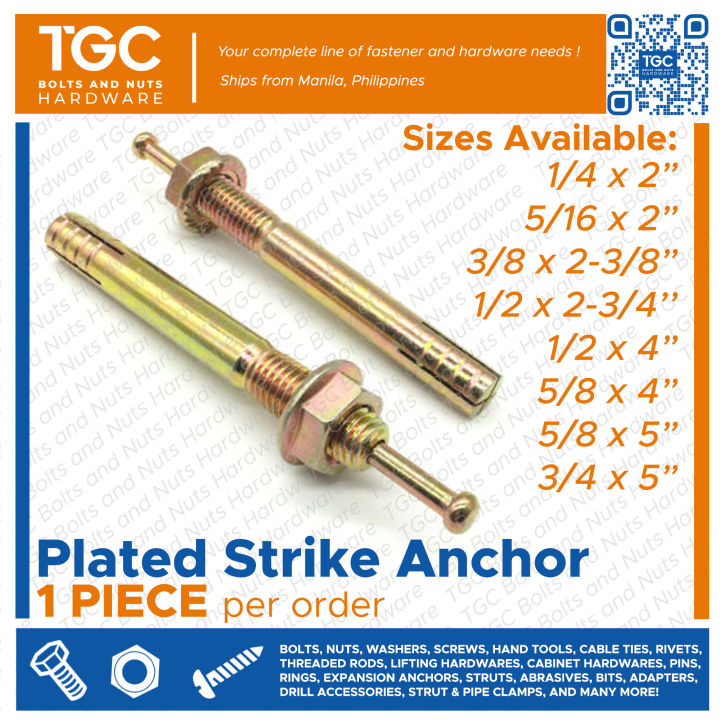 TGC 1PC Strike Anchor 1/4 , 5/16 , 3/8 , 1/2 , 5/8 , 3/4 inches ...