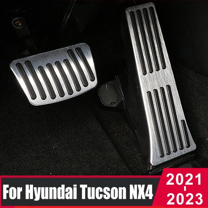 แผ่นรองแป้นเหยียบรถยนต์สำหรับ-hyundai-tucson-nx4-2021-2022-2023-2024อุปกรณ์เสริมฝาครอบเบรคที่พักเท้าน้ำมันคันเร่งจานเหยียบ