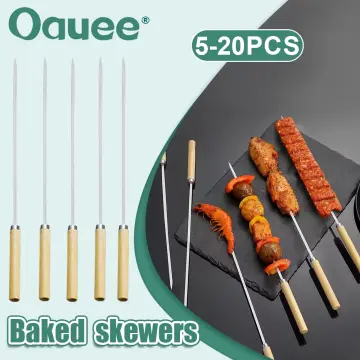 Reusable Skewers for Barbecue Grill Stainless Steel Skewers Shish Kebab BBQ  Camping Flat Forks Gadgets Kitchen Accessories Tools