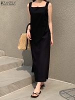 【HOT】∈ Dresses Fashion ZANZEA Neck Tanks Vestidos Female Loose Robe