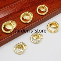 Vintage Ring Handle European Antique Gold Cabinet Door Knocker Wardrobe Drawer Jewelry box Small Knobs and Pulls