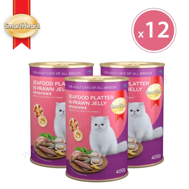 SmartHeart Adult Cat Canned Food Seafood Platter in Prawn Jelly 400g x ...