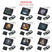 Genshin Impact Men S Women S Purse Cartoon Wallets Bifold Personal PU Leather Wallet Card Holder Cartoon Coin Purse Anime Short Wallet Student