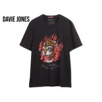 Barkinshop เสื้อยืดผู้ชาย เสื้อยืดคอกลมผู้ชาย DAVIE JONES เสื้อยืดพิมพ์ลาย สีดำ ทรง Regular Fit Graphic Print T-Shirt in black TB0269BK เสื้อยืดผู้ชายใส่สบาย เสื้อยืดผู้ชายผ้านิ่ม