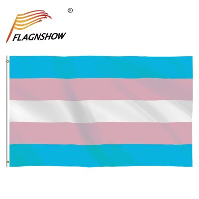 Flagnshow 90X150ซม. ธงสีรุ้งทรานส์ความภาคภูมิใจ Lgbt แปลงเพศทำจากโพลีเอสเตอร์