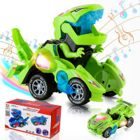 2 In 1 Deformation Car Toys Automatic Transform Robot Model Dinosaur With Light Music Early Educational Dino Toy For Boy Gift