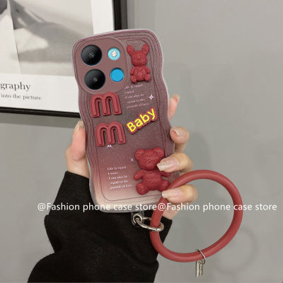 เคสโทรศัพท์ Infinix Smart7 X6515 Tecno Spark GO 2023 POP7 Pro เคส Phone Case Infinix Smart 6 HD Plus Gradient สีแดงเคสรูปคลื่นลูกใหญ่น่ารักลายการ์ตูน3D ตุ๊กตาหมีนิ่มกันกระแทกพร