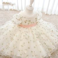 【CW】 Infant Bow 1st birthday Baby Costumes Embroidery Wedding Communion