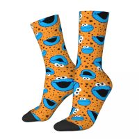 Autumn Winter Crazy Design Mens Womens Cookie Monster On Cookie Pattern Socks Non-slip Skateboard Socks Socks Tights