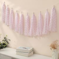 Colored polka dot paper tassel flower birthday decoration room flag banner