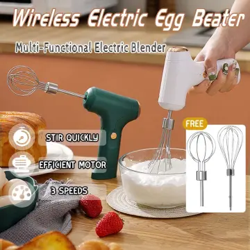 Mini Hand Mixer, Household Cordless Electric Hand Mixer,USB Rechargable  Handheld Egg Beater with 2 Detachable Stir Whisks with 3 Speed Modes for