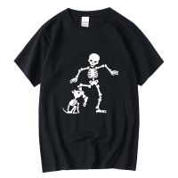 Xin Yi Mens Tshirt 100 Cotton Funny Skeleton Printed Loose Cool Men T Shirt Male Tshirt Gildan