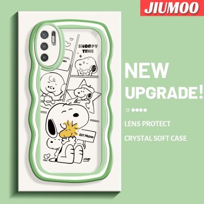 เคส JIUMOO สำหรับ Xiaomi POCO M3 Pro 4G M3 Pro 5G Redmi Note 10 5G Note 10T เคสการ์ตูนสนูปี้แบบเรียบง่ายแฟชั่นสีสันสดใสเคสโทรศัพท์แบบใสคลื่นดีไซน์ใหม่เคสป้องกันซิลิโคนเลนส์กล้องถ่ายรูปเคสโปร่งใสกันกระแทก