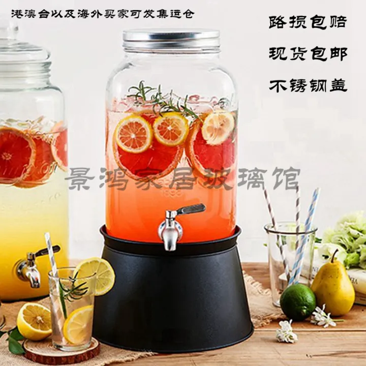 5 kg 8 liter glass ferment bottle juice jar with tap, beverage barrel