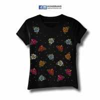 K114 เสื้อยืดผู้หญิง ตกแต่ง-ประดับ-พิมพ์ลาย-เพชรแฟชั่น Little Flower Bling Tees by kunibrand