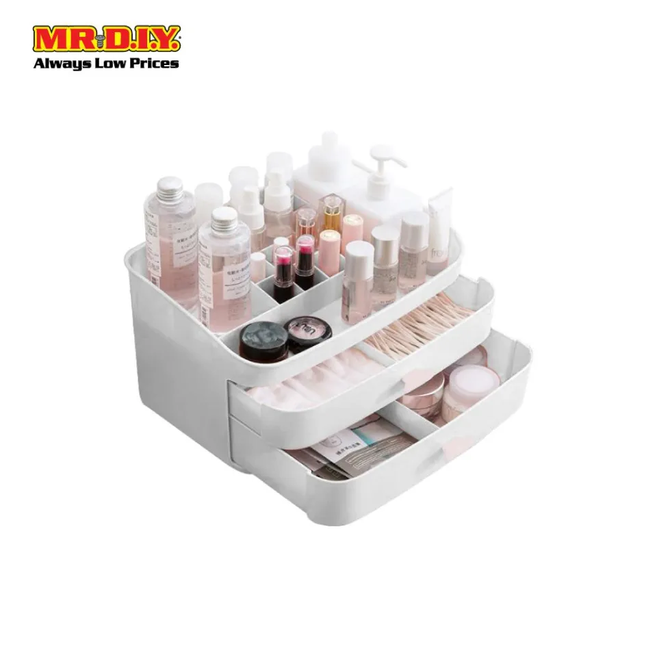 MR.DIY Plastic Compartment 2-Drawers Cosmetic Storage Box Set (32cm x  17.5cm)