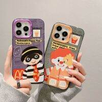 เคสป้องกันเลนส์มาการองสุดหรูสำหรับ IPhone 11 12 13 14 Pro Max ปลอก14 Plus 14 Plus Matte McDonald Clown เคสโทรศัพท์กันกระแทก