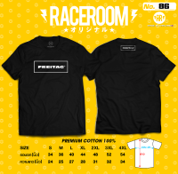 RACEROOM เสื้อยืดคอกลม สีดำ ไม่ย้วย Cotton100 สกรีนลาย  Freitag-86