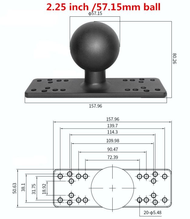 2-25-inch-ballhead-mounting-base-marine-fish-finder-mount-fishfinder-gps-fix-plate-rotating-boat-gps-map-supporter-for-navigator