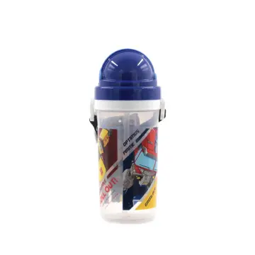 Transformers 600ml Water Bottle with Pop-up Straw