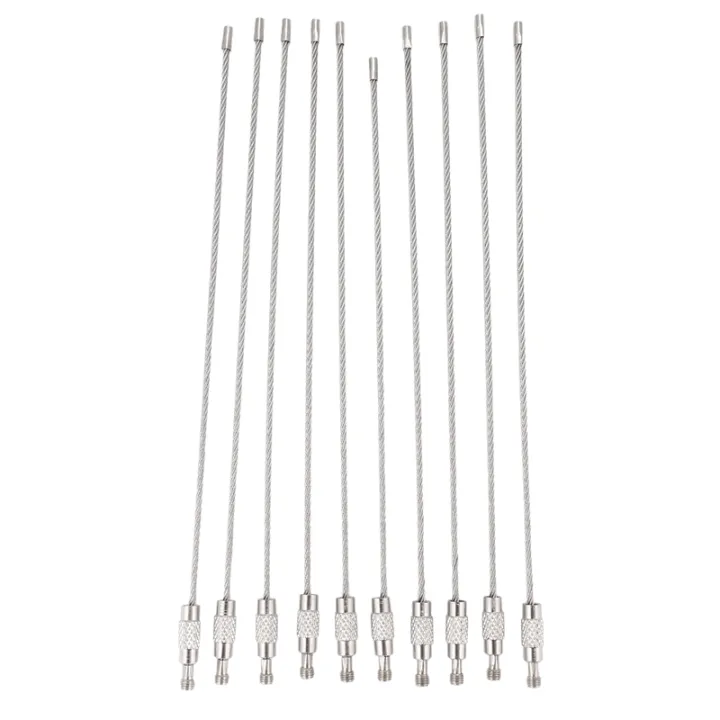 Stainless Steel Screw Locking Wire Keychain Cable Key Rings Outdoor