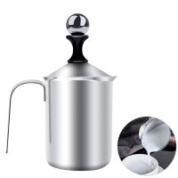 Manual Milk Frother Stainless Steel Hand Pump Creamer Double Mesh Coffee Milk Foam Frothing Pitcher Froth Foamer Cup Marker Jug