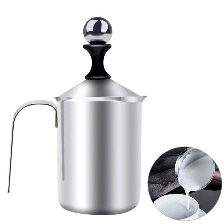 800Ml Manual Milk Frother, Stainless Steel Hand Pump Milk Foamer