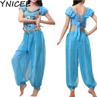 【YD】 Womens Belly Costume Set Sequin with Harem Trousers Crop Top Pants Arabic Outfit