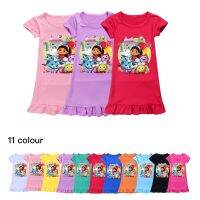 Gabbys Dollhouse Children Clothes Kids Summer Pajamas Dress Baby Girls Short Sleeve Nightgown Cartoon Gabby Cats Sleep Wear  by Hs2023