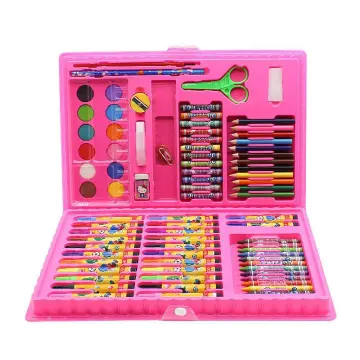 86/150Pcs/Set Drawing Tool Kit with Box Painting Brush Art Marker Water  Color Pen Crayon Kids Gift Pink 86pcs 