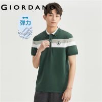 GIORDANO ผู้ชาย โปโลแขนสั้นผ้ายืดปิเก้ตัดปะ Free Shipping 13013309