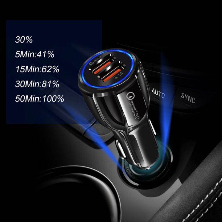 worth-buy-dhakamall-quick-charge-3-0-car-charger-สำหรับโทรศัพท์มือถือ-dual-usb-car-charger-qualcomm-qc-3-0-fast-charging-adapter-mini-usb-car-charger