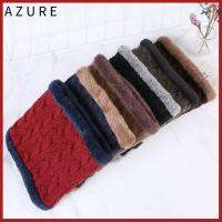 AZURE ฝ้าย Unisex ฤดูหนาวที่อบอุ่น ผ้าพันคอห่อ แหวนคอหนา ผ้าพันคอถัก สีทึบ