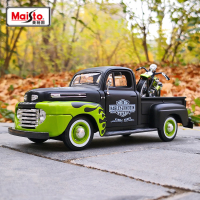 Maisto 1:24 1948 Ford F1 Pickup + Motorcycle Alloy Car Model Diecasts Metal Toy Off-road Vehicles Simulation Collection Kid Gift