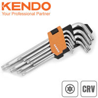 KENDO 20743 ประแจท๊อกซ์หกเหลี่ยม ตัวแอล ขาวยาวพิเศษ 9 ตัวชุด ขนาด T10,T15,T20,T25,T27,T30,T40,T45,T0 | AXE OFFICIAL