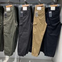 UNIqlo ☋卍■ Ujia 2023 ฤดูใบไม้ผลิใหม่ Ujia ผู้ชายผ้าฝ้ายล้าง Retro Workwear Multi-Pocket Casual Leggings 452548