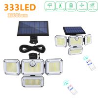 333 LED Solar Powered Light Outdoors IP65 PIR Motion Sensor Sunlight Waterproof Wall Emergency Street Security Lamp For Garden Power Points  Switches