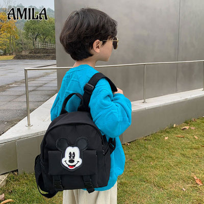 AMILA กระเป๋านักเรียนเด็กอนุบาลกระเป๋าเป้สะพายหลังขนาดเล็กแสงกระเป๋าลายการ์ตูนน่ารักสำหรับเด็ก