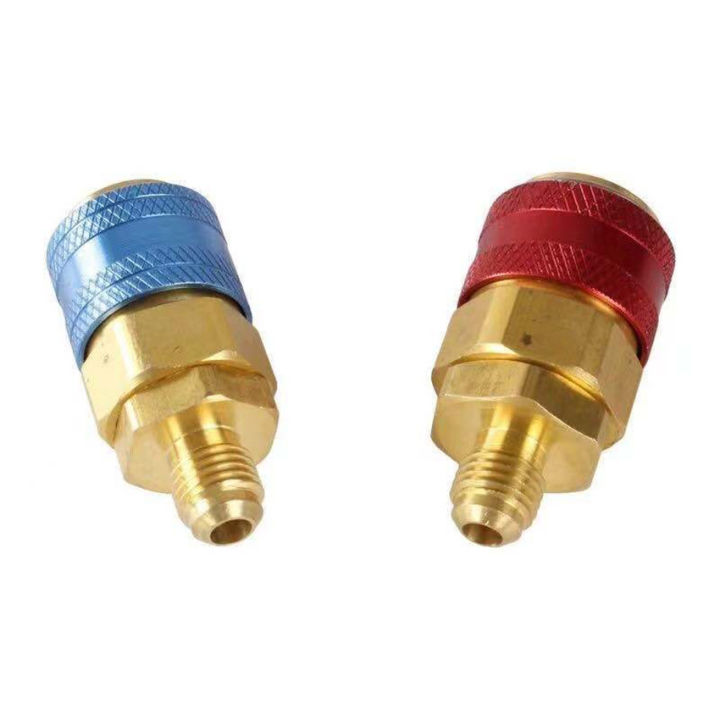 คอปเปอร์-เติมน้ำยาแอร์-r134a-แพคคู่-สีแดง-น้ำเงิน-ac-coupler-r-134a-ชุดคอปเปอร์-คอปเปอร์แอร์