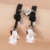 2PC Cute Cartoon Rabbit Pendant Magnetic Attraction Heart Couple Bracelets for Lover Star Moon Chain Bracelet Friendship Jewelry