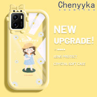 Chenyyka เคสสำหรับ VIVO Y15s Y15a Y01การ์ตูนในฤดูร้อนที่น่ารักเด็กผู้หญิงกันกระแทกหลากสีเคสโทรศัพท์โปร่งใสสร้างสรรค์เลนส์กล้องถ่ายรูปมอนสเตอร์ตัวน้อยเคสซิลิโคนนิ่มน่ารัก