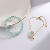 [COD] Batu Aquamarine Students Girlfriends Transfer Beads Fishtail Layered Hand Jewelry