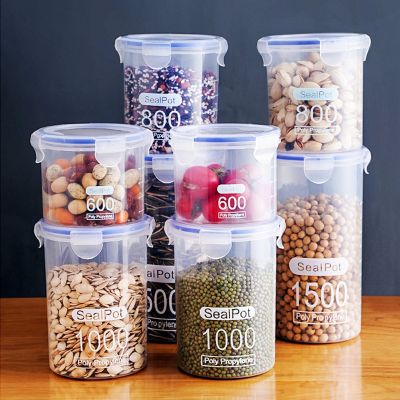 【JH】 Large-capacity plastic sealed tank transparent with scale storage buckle food kitchen miscellaneous grain