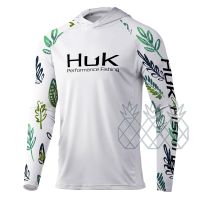 HUK เสื้อตกปลาสีขาวเสื้อรัดรูปแขนยาวสำหรับผู้ชาย,เสื้อตกปลาแขนยาวสำหรับตกปลาป้องกันแสงแดดระบายอากาศได้ดีเสื้อใส่ตกปลากันยูวี