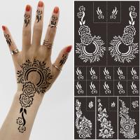 Indian Henna Tattoo Stencil Arabic Wedding Airbrush Hand Sleeve Tatoos Stencil Glitter Resuable Henna Template for Women Bride Stickers