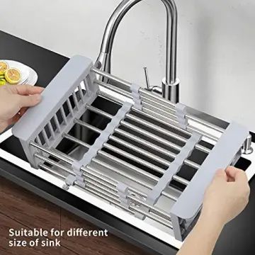 Over Sink (27-38) Dish Drying Rack Adjustable Large Dish Drainer for  Storage Kitchen - Dish Racks