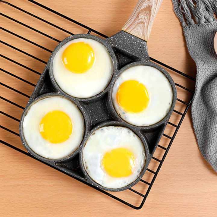 rebrol-cods-18ซม-กระทะทอดไข่4-hole-stick-อาหารเช้า-burger-กระทะทอดไข่เค้ก-maker-ไม้4-ถ้วยกระทะทอดไข่หินที่ใช้ในการแพทย์เครื่องทำไข่เจียว