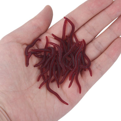Laogeliang 50ชิ้น/ล็อต Soft Lure Fishing simulation earthworm Red เหยื่อตกปลาประดิษฐ์