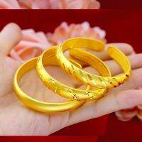 HOYON 100 24K Pure Gold Color Heart Sutra Bracelet Open Heart Sutra Bracelet Sand Surface Meteor Shower Gypsophila Bracelet