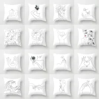 Abstract minimalist lines cushion cover different female pose sketch pillowcase bedroom sofa car decoration square pillowcase